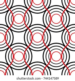 Seamless geometric pattern with circles. Vector art.
