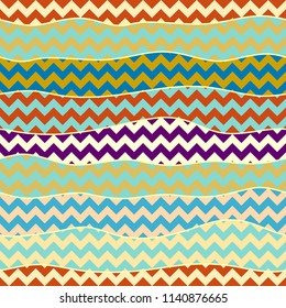 Seamless geometric pattern. Classic chevron pattern in a patchwork collage style. Vector image.