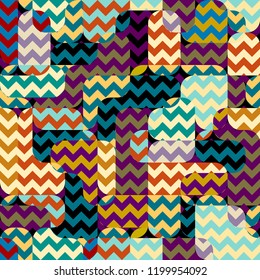Seamless geometric pattern. Classic chevron pattern in a patchwork collage style. Vector image.