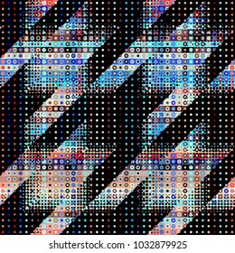 Seamless geometric pattern. Classic Hounds-tooth pattern in a patchwork collage style.