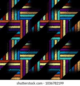 Seamless geometric pattern. Classic Hounds-tooth pattern in a patchwork collage style.
