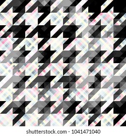 Seamless geometric pattern. Classic Hounds-tooth pattern in a pixel art and lowpoly style. Vector image.