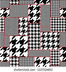 Seamless geometric pattern. Classic Hounds-tooth pattern in a patchwork collage style. Vector image.