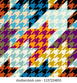Seamless geometric pattern. Classic Hounds-tooth pattern in a patchwork collage style. Vector image.