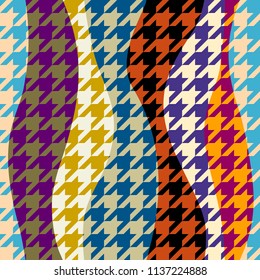 Seamless geometric pattern. Classic Hounds-tooth pattern in a patchwork collage style. Vector image.