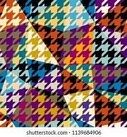 Seamless geometric pattern. Classic Hounds-tooth pattern in a patchwork collage style. Vector image.
