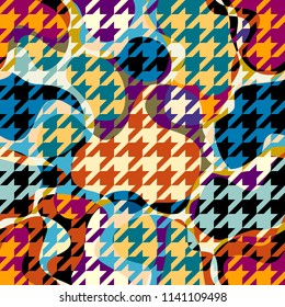 Seamless geometric pattern. Classic Hounds-tooth pattern in a patchwork collage style. Vector image.