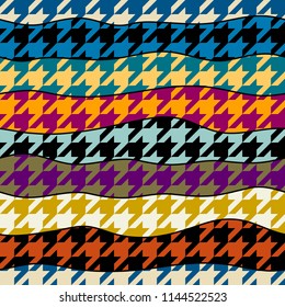 Seamless geometric pattern. Classic Hounds-tooth pattern in a patchwork collage style. Vector image.