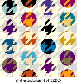 Seamless geometric pattern. Classic Hounds-tooth pattern in a patchwork collage style. Vector image.
