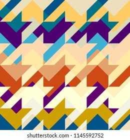 Seamless geometric pattern. Classic Hounds-tooth pattern in a patchwork collage style. Vector image.