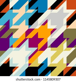 Seamless geometric pattern. Classic Hounds-tooth pattern in a patchwork collage style. Vector image.