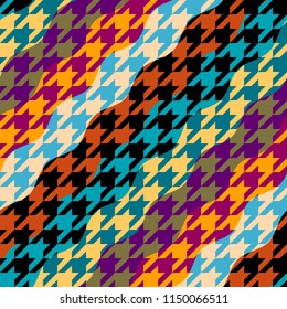 Seamless geometric pattern. Classic Hounds-tooth pattern in a patchwork collage style. Vector image.