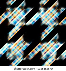 Seamless geometric pattern. Classic Hounds-tooth pattern in a patchwork collage style. Vector image.
