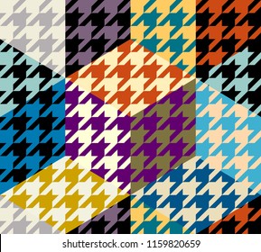 Seamless geometric pattern. Classic Hounds-tooth pattern in a patchwork collage style. Vector image.