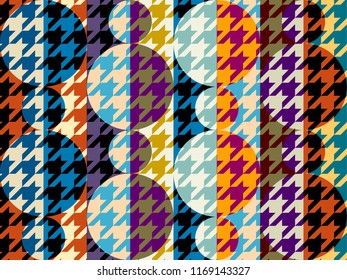 Seamless geometric pattern. Classic Hounds-tooth pattern in a patchwork collage style. Vector image.