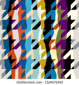 Seamless geometric pattern. Classic Hounds-tooth pattern in a patchwork collage style. Vector image.