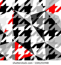Seamless geometric pattern. Classic Hounds-tooth pattern in a patchwork collage style. Vector image.