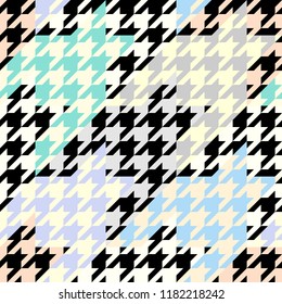 Seamless geometric pattern. Classic Hounds-tooth pattern in a patchwork collage style. Vector image.