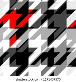 Seamless geometric pattern. Classic Hounds-tooth pattern in a patchwork collage style. Vector image.