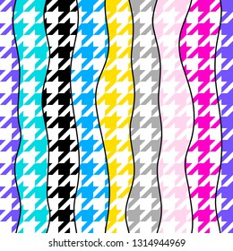 Seamless geometric pattern. Classic Hounds-tooth pattern in a patchwork collage style. Vector image.