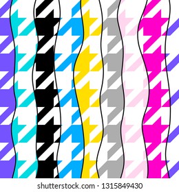 Seamless geometric pattern. Classic Hounds-tooth pattern in a patchwork collage style. Vector image.