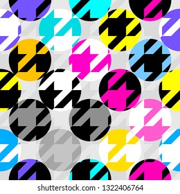 Seamless geometric pattern. Classic Hounds-tooth pattern in a patchwork collage style. Vector image.