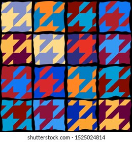 Nahtloses geometrisches Muster. Klassisches Hunde-Zahn-Muster im Collage-Stil. Vektorbild.