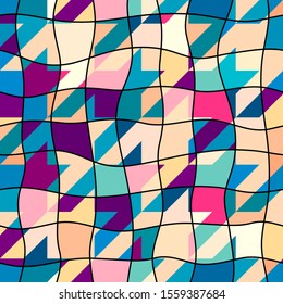 Seamless geometric pattern. Classic Hounds-tooth pattern in a collage style. Vector image.