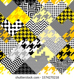 Seamless geometric pattern. Classic Hounds-tooth pattern in a collage style. Vector image.