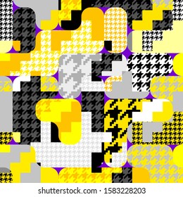 Seamless geometric pattern. Classic Hounds-tooth pattern in a collage style. Vector image.