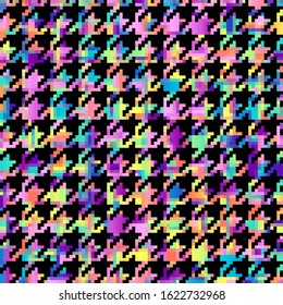 Seamless geometric pattern. Classic Hounds-tooth pattern in pixel art style. Vector image.