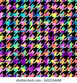 Seamless geometric pattern. Classic Hounds-tooth pattern in pixel art style. Vector image.