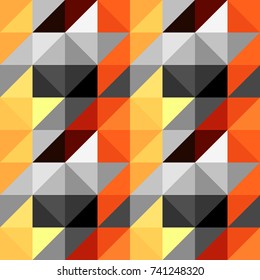 Seamless geometric pattern. Classic Hounds-tooth pattern in a pixel art and lowpoly style. Orange houndstooth pattern.