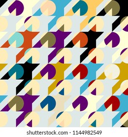 Seamless geometric pattern. Classic polka dot pattern in a patchwork collage style. Vector image.