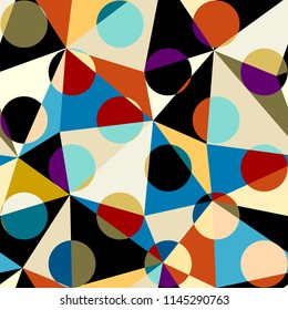 Seamless geometric pattern. Classic polka dot pattern in a patchwork collage style. Vector image.