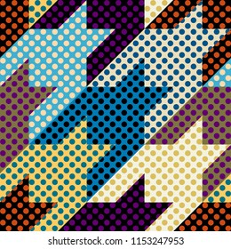 Seamless geometric pattern. Classic polka dot pattern in a patchwork collage style. Vector image.