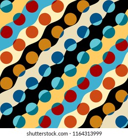 Seamless geometric pattern. Classic polka dot pattern in a patchwork collage style. Vector image.