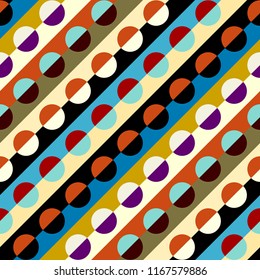 Seamless geometric pattern. Classic polka dot pattern in a patchwork collage style. Vector image.