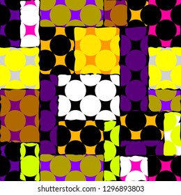 Seamless geometric pattern. Classic polka dot pattern in a patchwork collage style. Vector image.