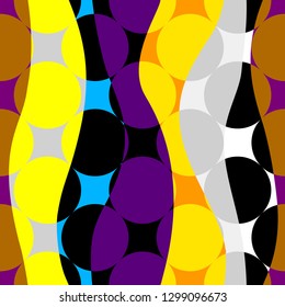 Seamless geometric pattern. Classic polka dot pattern in a patchwork collage style. Vector image.