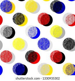Seamless geometric pattern. Classic polka dot pattern with a canvas texture. Vector image.