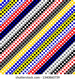 Seamless geometric pattern. Classic polka dot pattern in a patchwork collage style. Vector image.