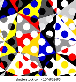 Seamless geometric pattern. Classic polka dot pattern in a patchwork collage style. Vector image.