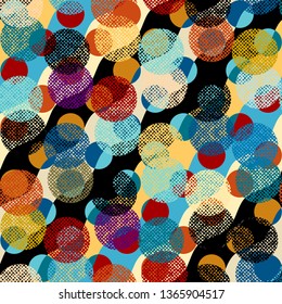 Seamless geometric pattern. Classic polka dot pattern with a canvas texture. Vector image.