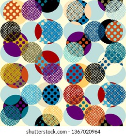 Seamless geometric pattern. Classic polka dot pattern with a canvas texture. Vector image.