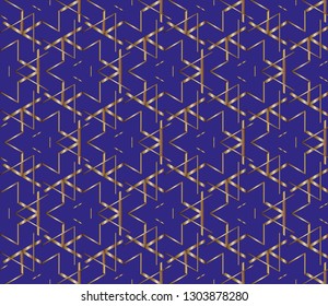 Seamless geometric pattern. With color golden  line ornament. Raster illustration.creative design for different backgrounds.Print for the cover of the book, postcards, t-shirts.Illustration for rugs. 
