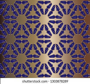 Seamless geometric pattern. With color golden  line ornament. Raster illustration.creative design for different backgrounds.Print for the cover of the book, postcards, t-shirts.Illustration for rugs. 