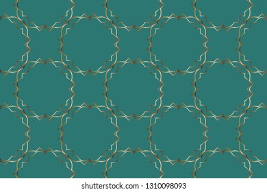 Seamless geometric pattern. With color golden  line ornament. Raster illustration.creative design for different backgrounds.Print for the cover of the book, postcards, t-shirts.Illustration for rugs. 