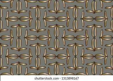 Seamless geometric pattern. With color golden  line ornament. Raster illustration.creative design for different backgrounds.Print for the cover of the book, postcards, t-shirts.Illustration for rugs. 