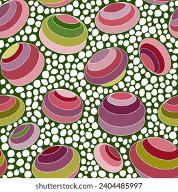 Seamless geometric pattern with colored circles. Vector graphics.